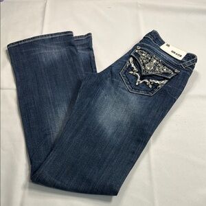 Grace Blue Boot Cut Jeans with Embroidered Detail